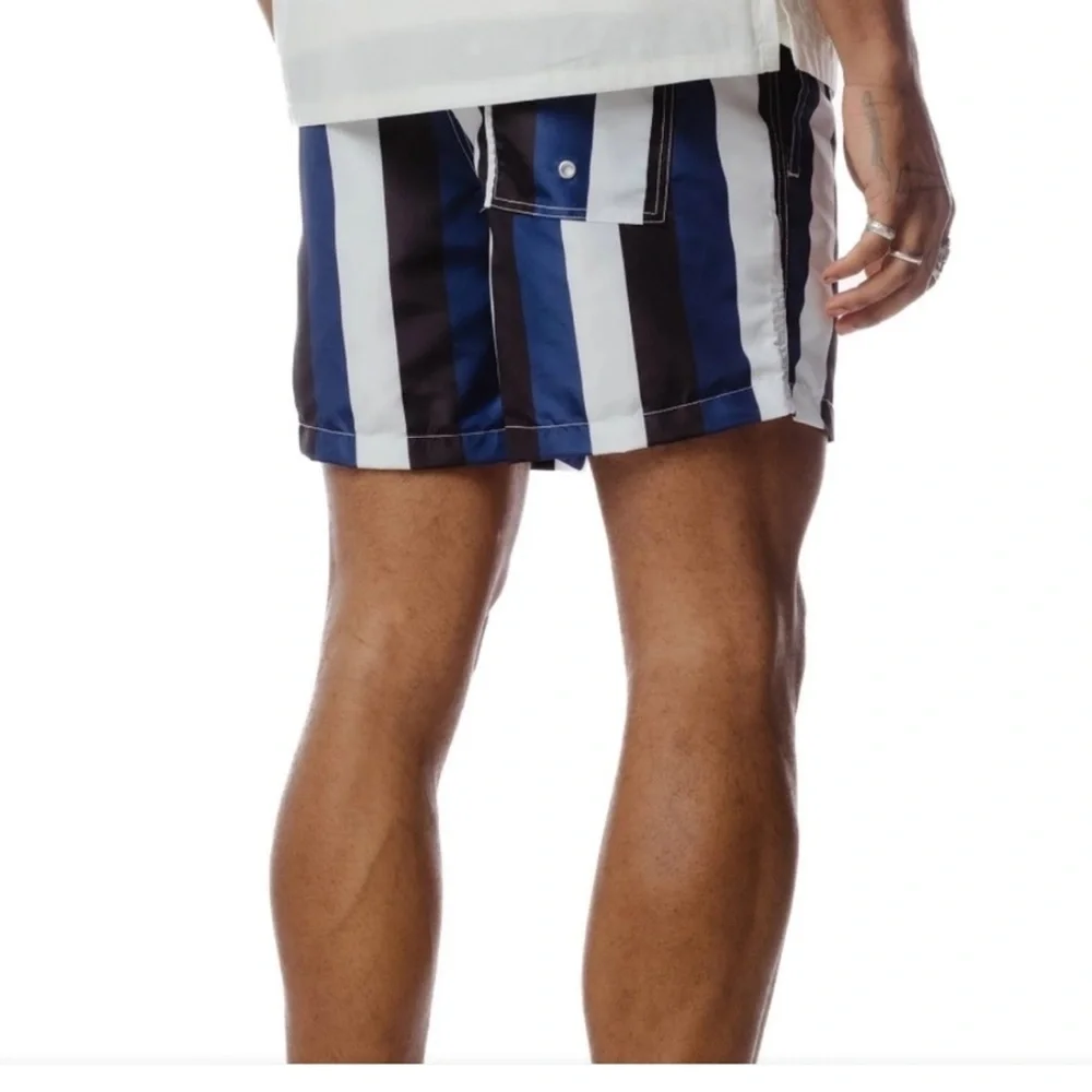 Bather‎ Men’s Striped Drawstring Swim Trunks